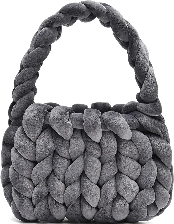 DIY hand woven crystal velvet core spun yarn woven hand-held mailman bag