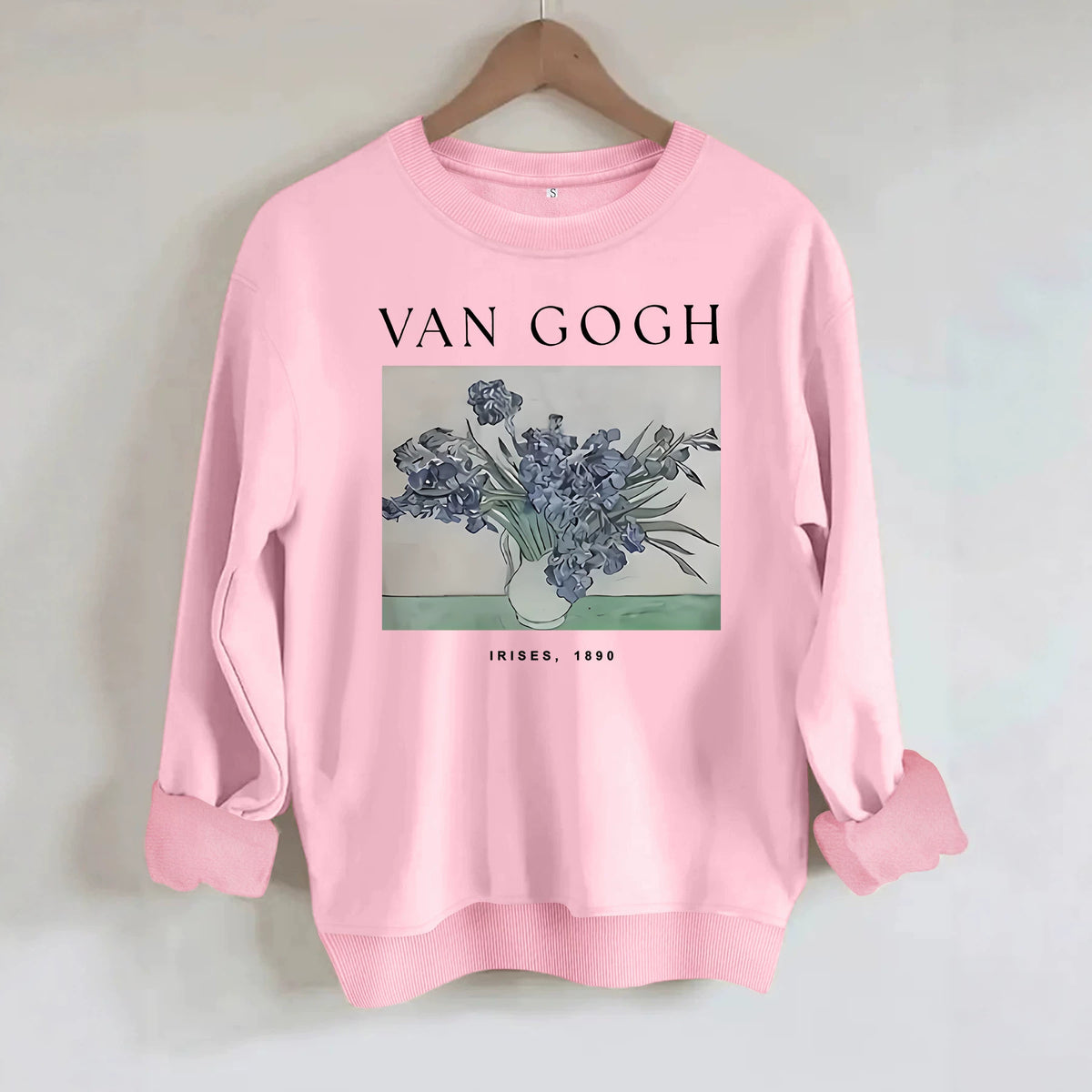 Long sleeved hoodie with Van Gogh iris flowers
