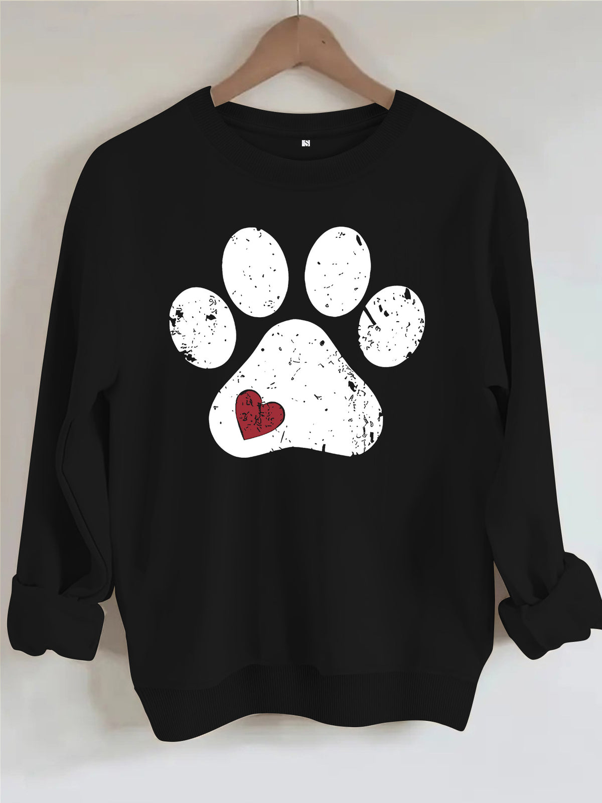 Cute paw print loose fleece sweatshirt