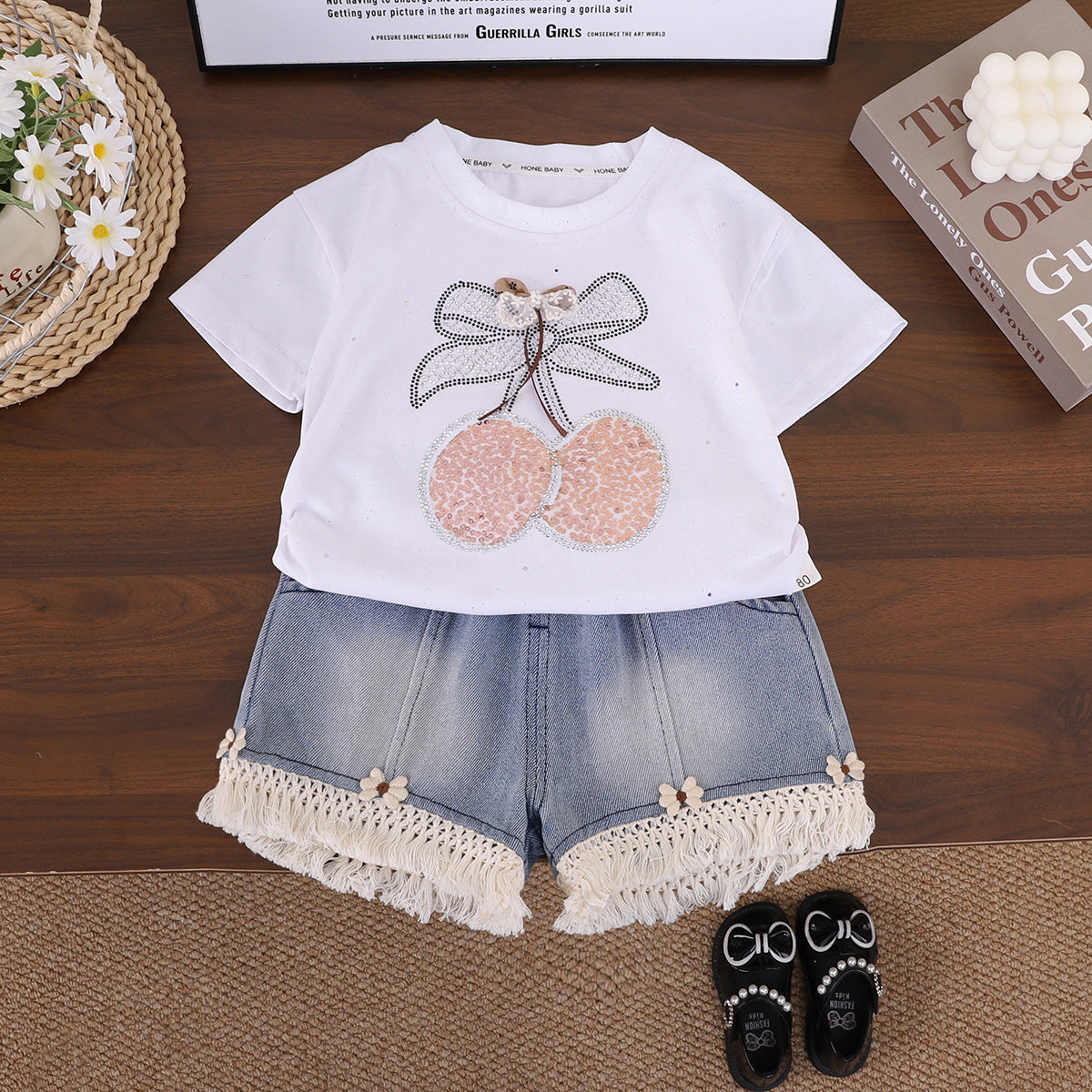 Baby girl summer clothes short sleeved shorts two-piece set