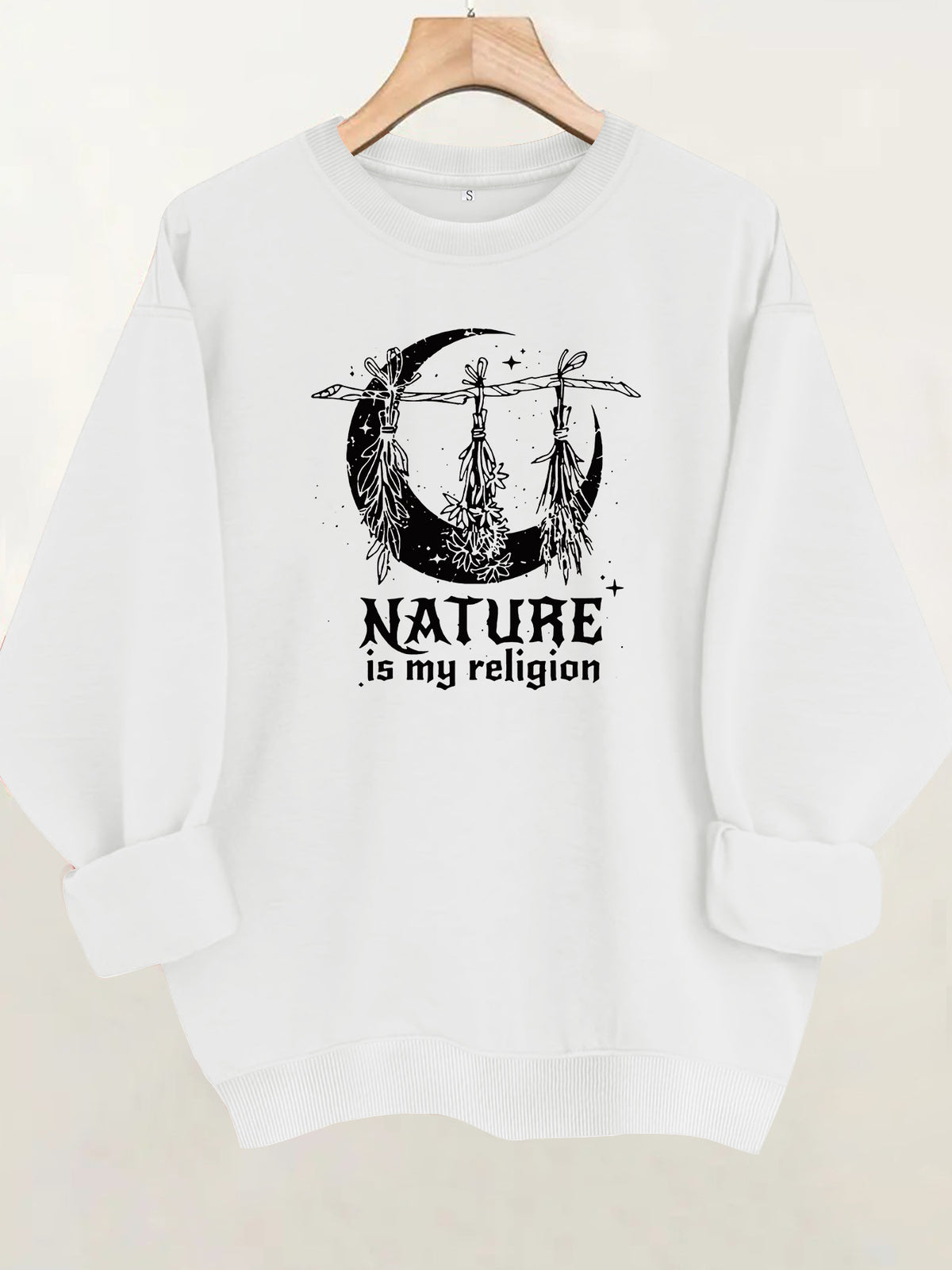 Printed round neck fleece hoodie