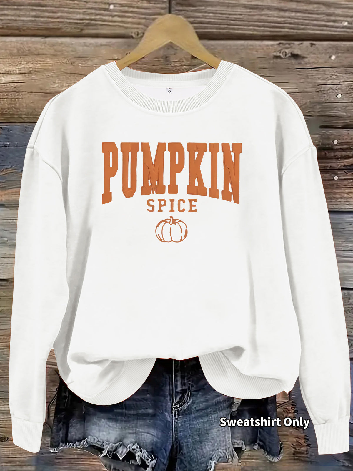 Pumpkin letter printed long sleeved fleece hoodie