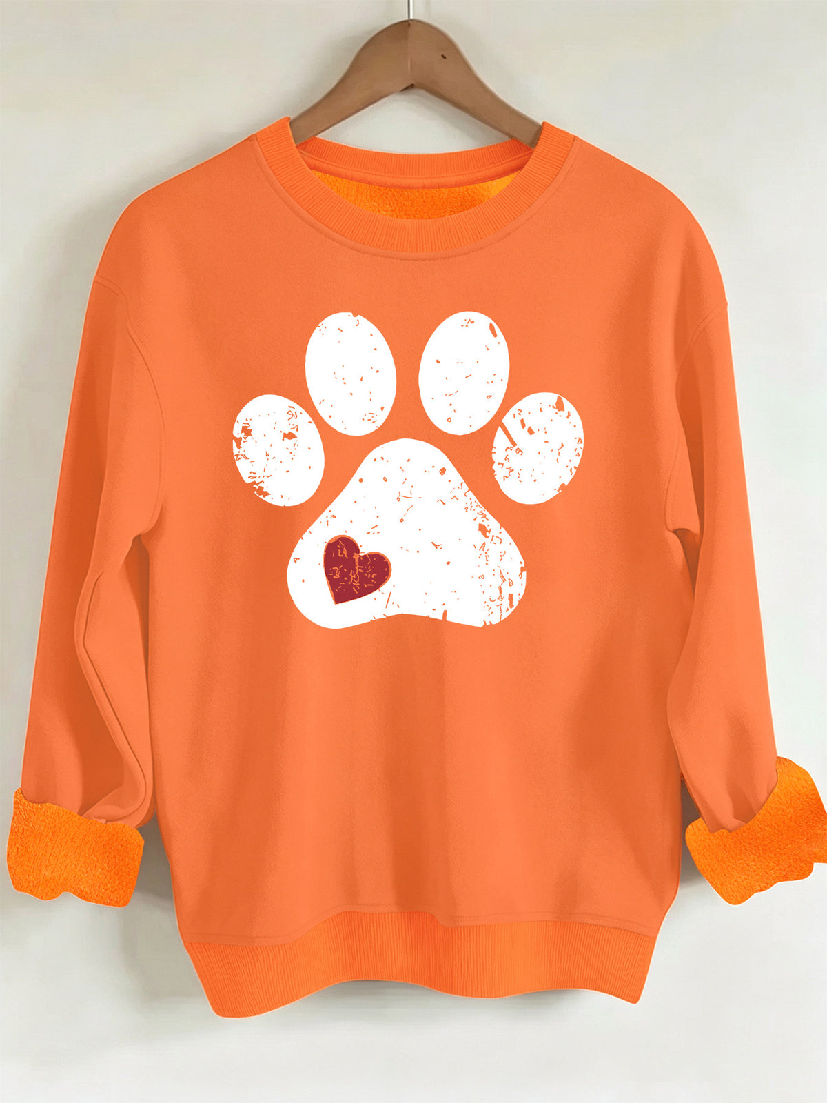 Cute paw print loose fleece sweatshirt