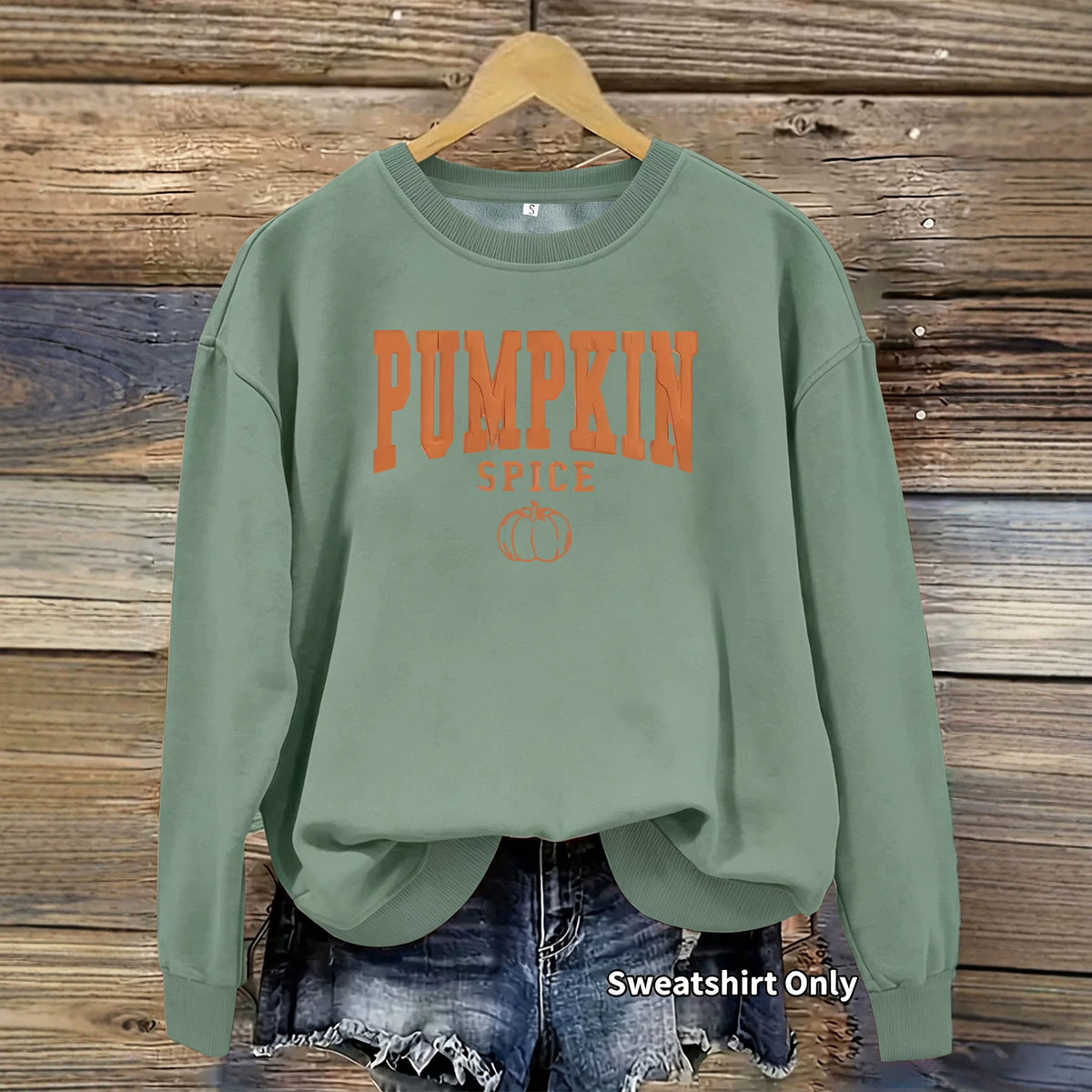 Pumpkin letter printed long sleeved fleece hoodie