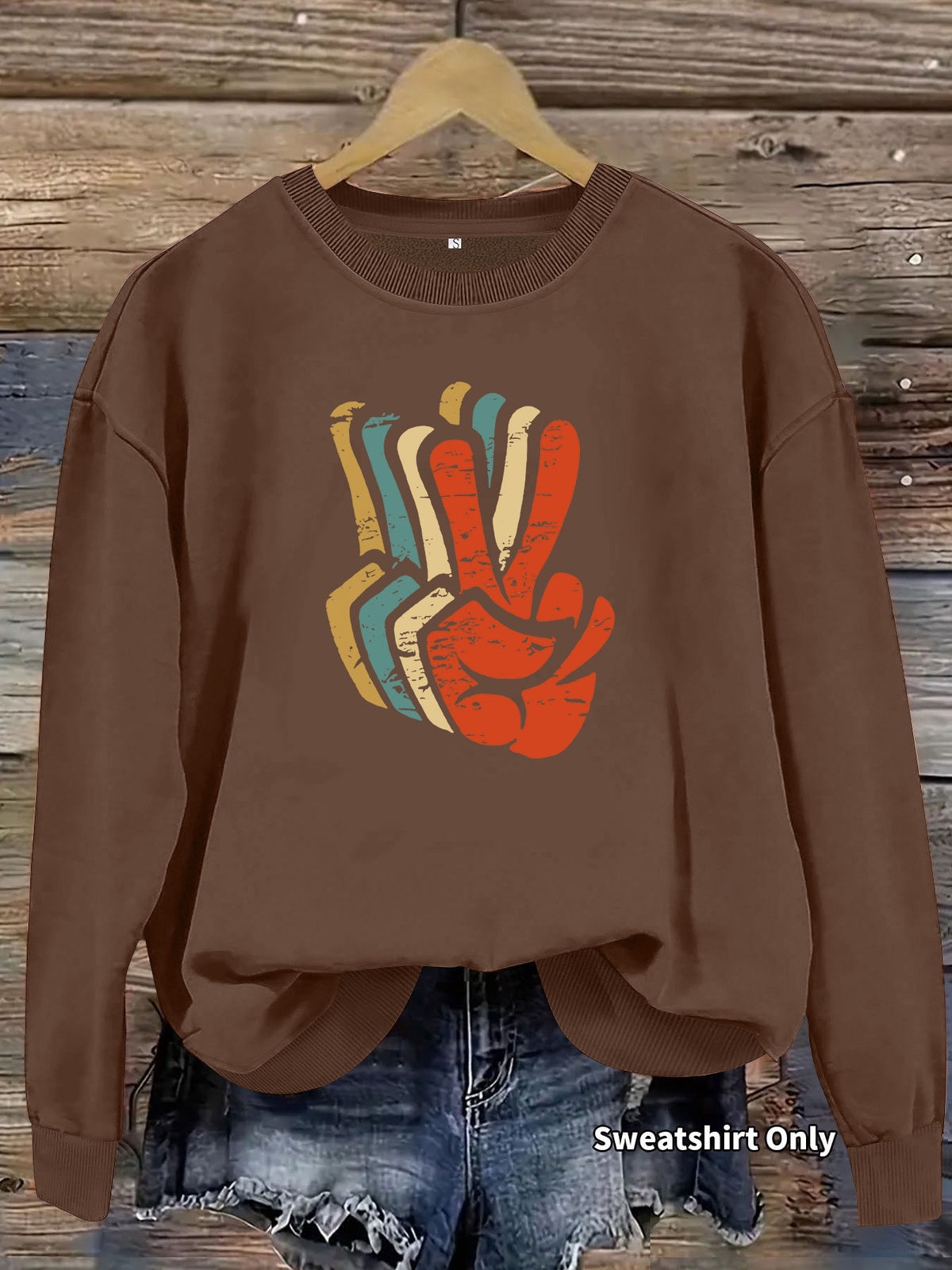 Pattern printed round neck fleece hoodie for women