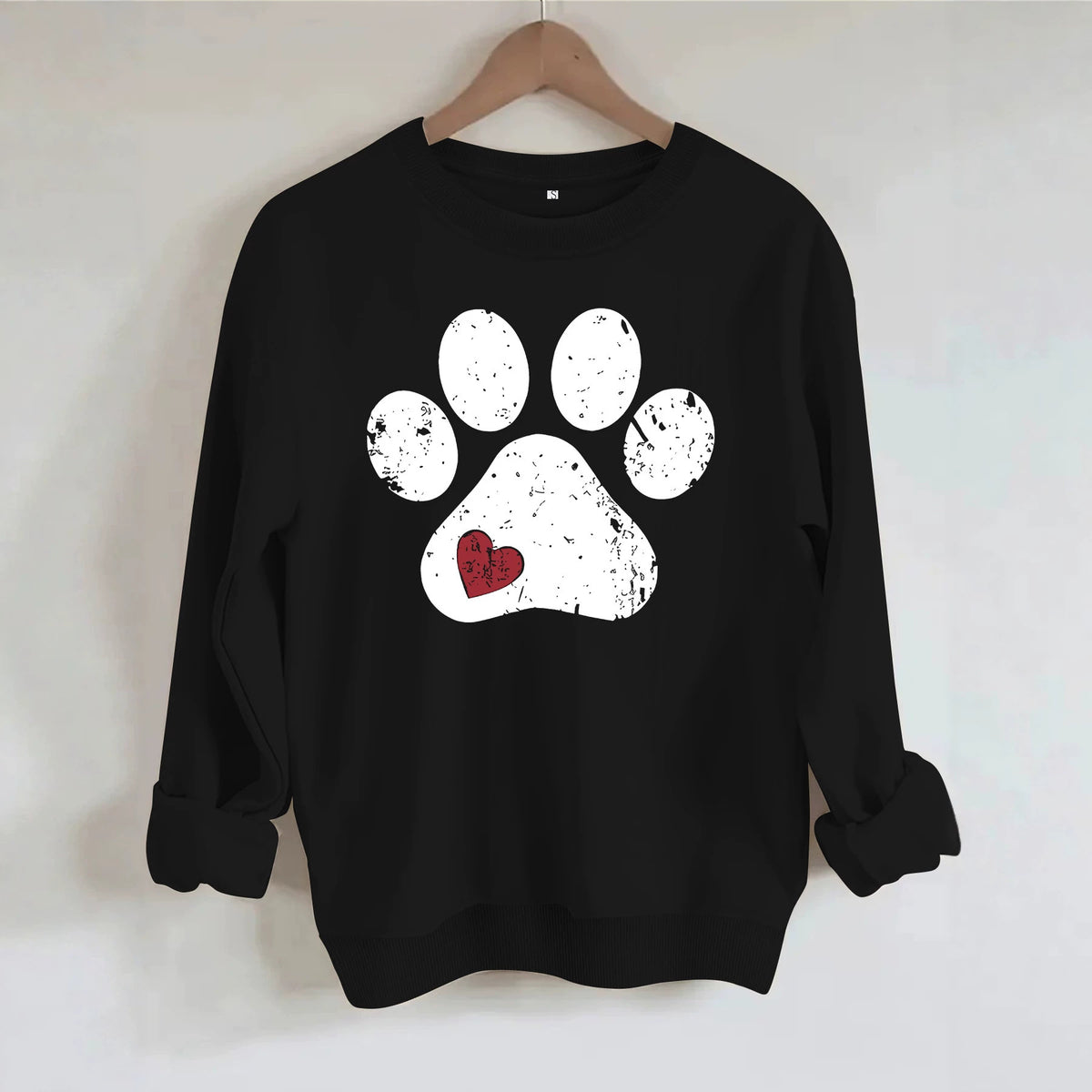Cute paw print loose fleece sweatshirt
