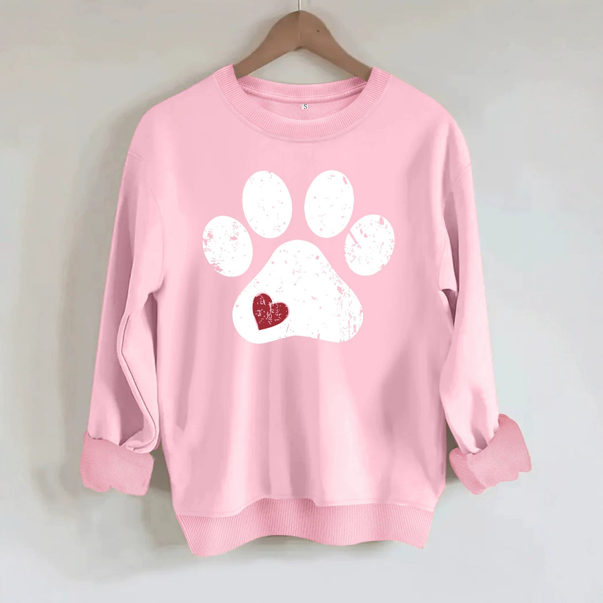 Cute paw print loose fleece sweatshirt