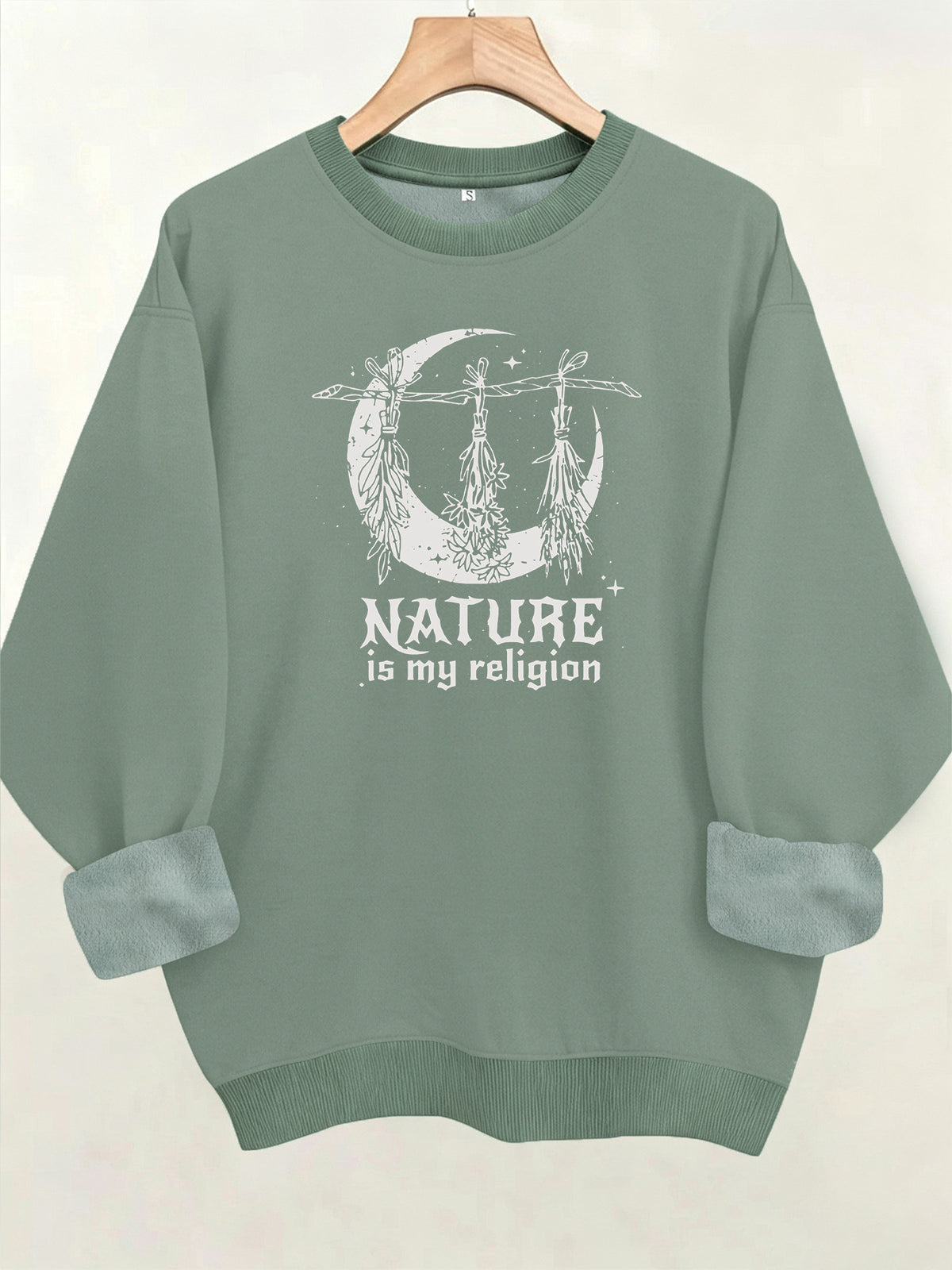 Printed round neck fleece hoodie
