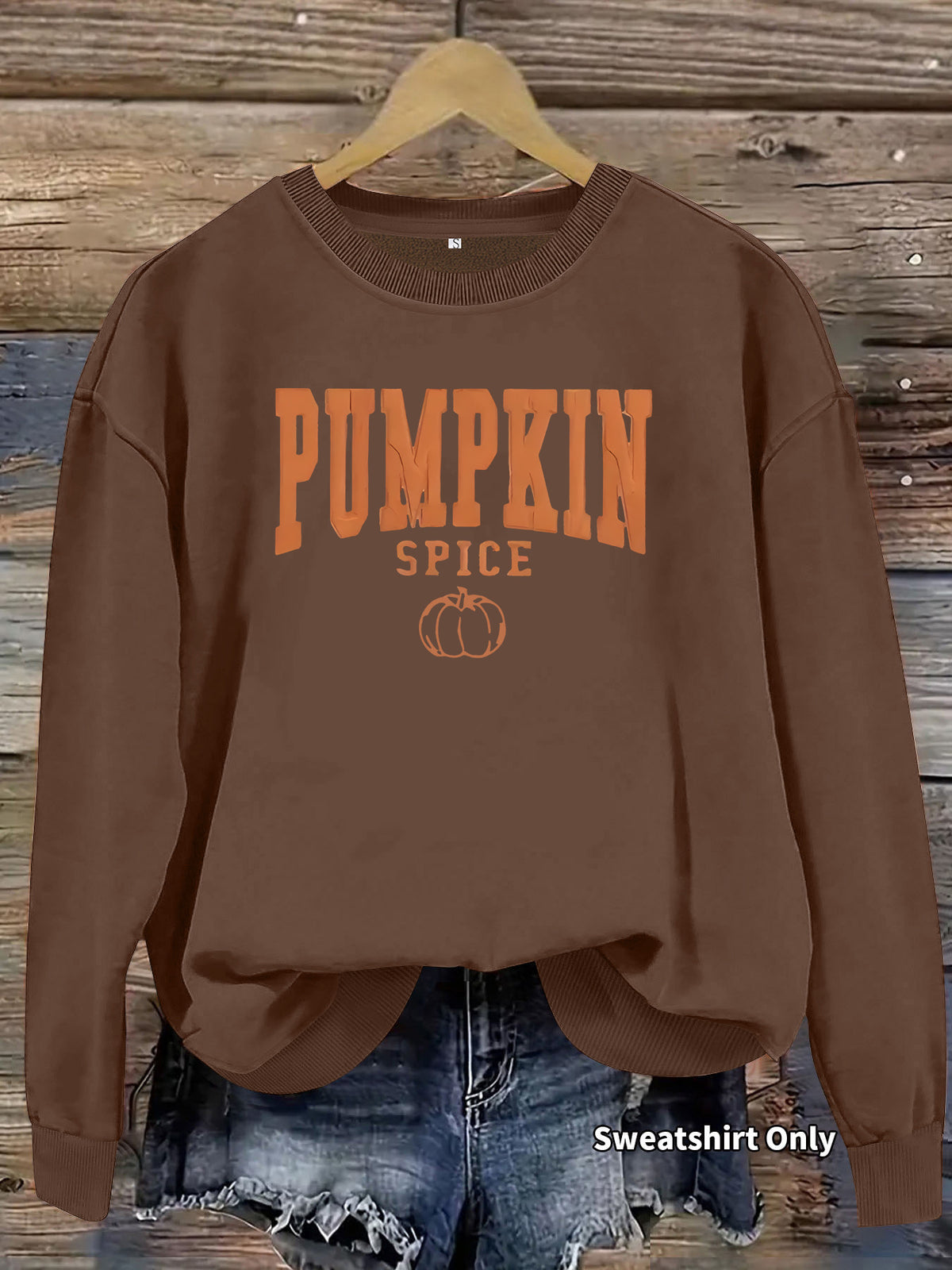 Pumpkin letter printed long sleeved fleece hoodie