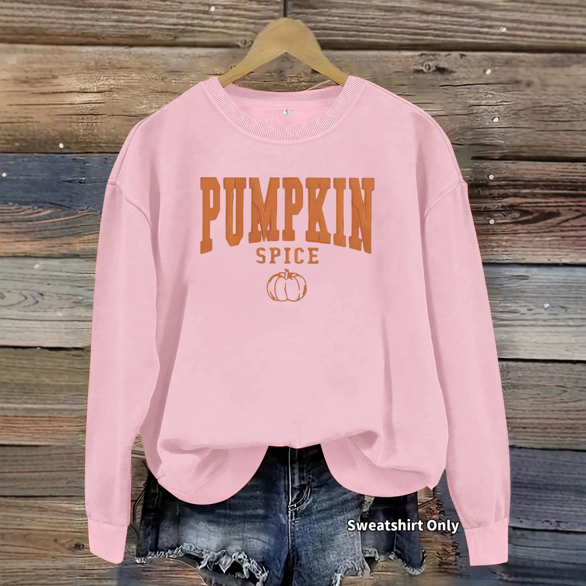 Pumpkin letter printed long sleeved fleece hoodie