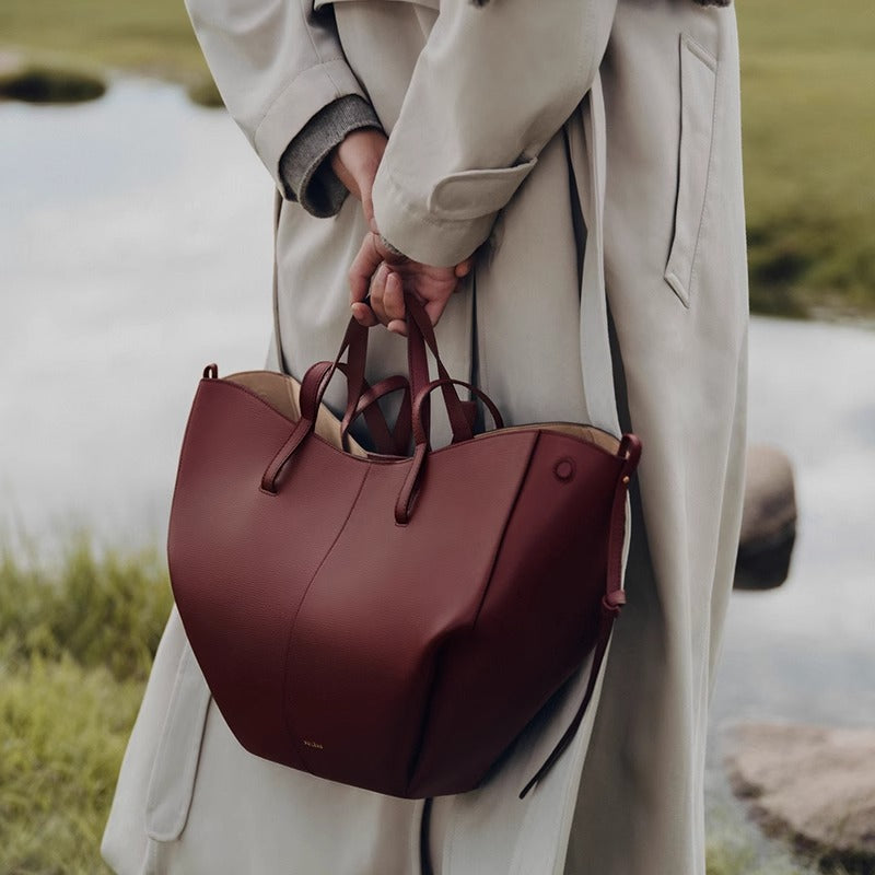 Leather bucket bag handbag tote bag