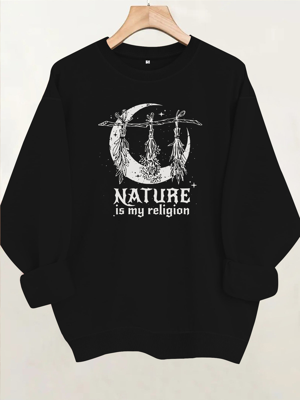Printed round neck fleece hoodie