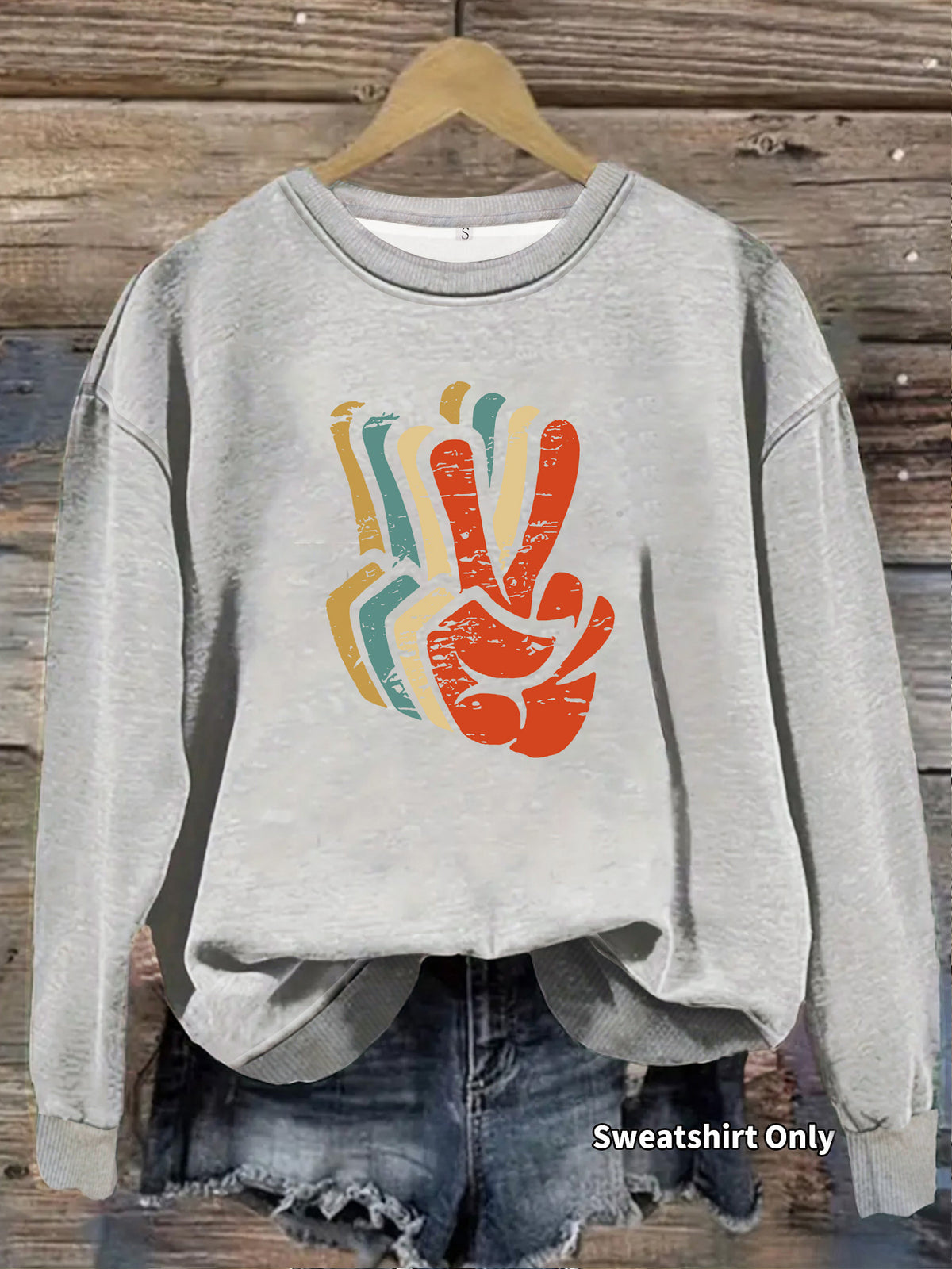 Pattern printed round neck fleece hoodie for women