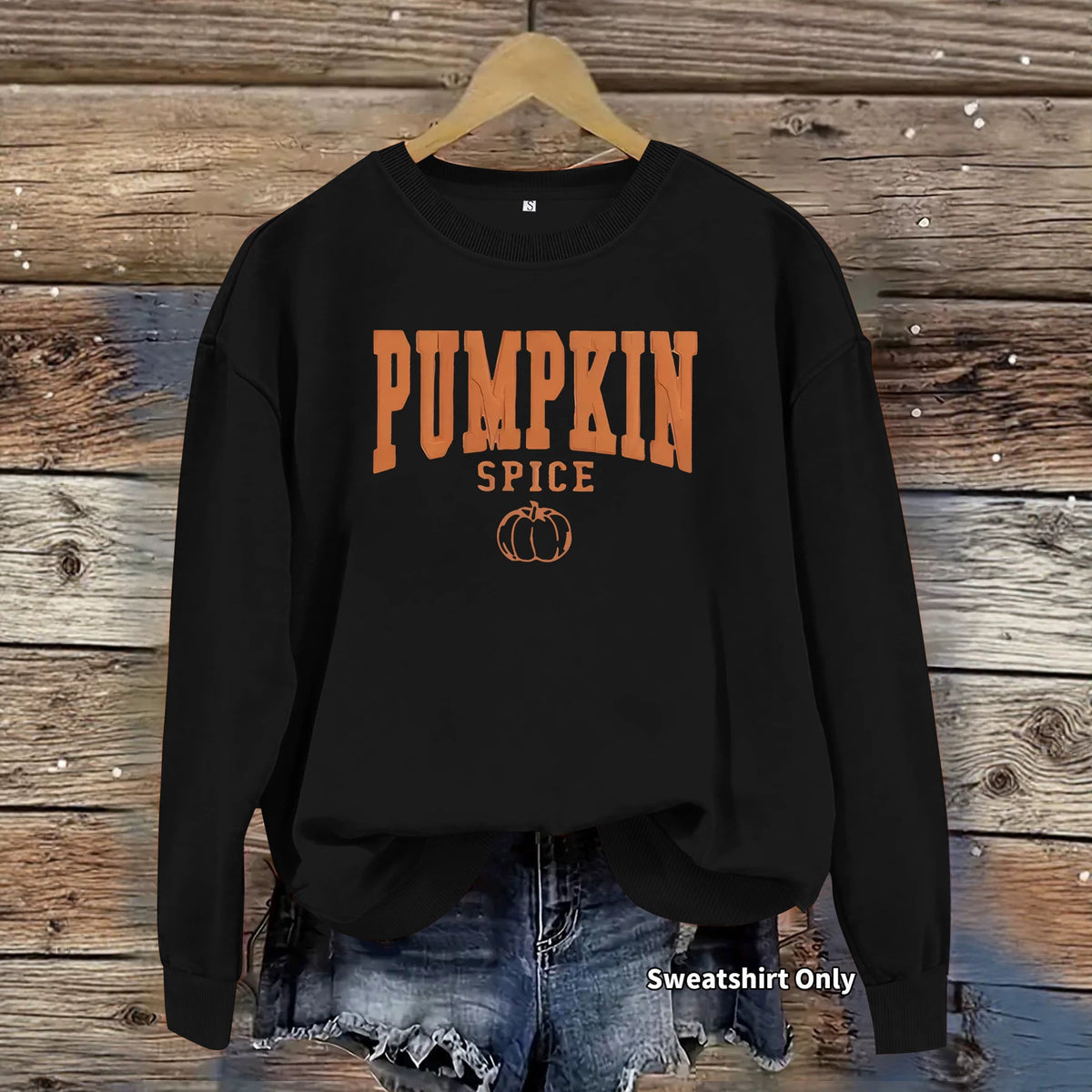 Pumpkin letter printed long sleeved fleece hoodie