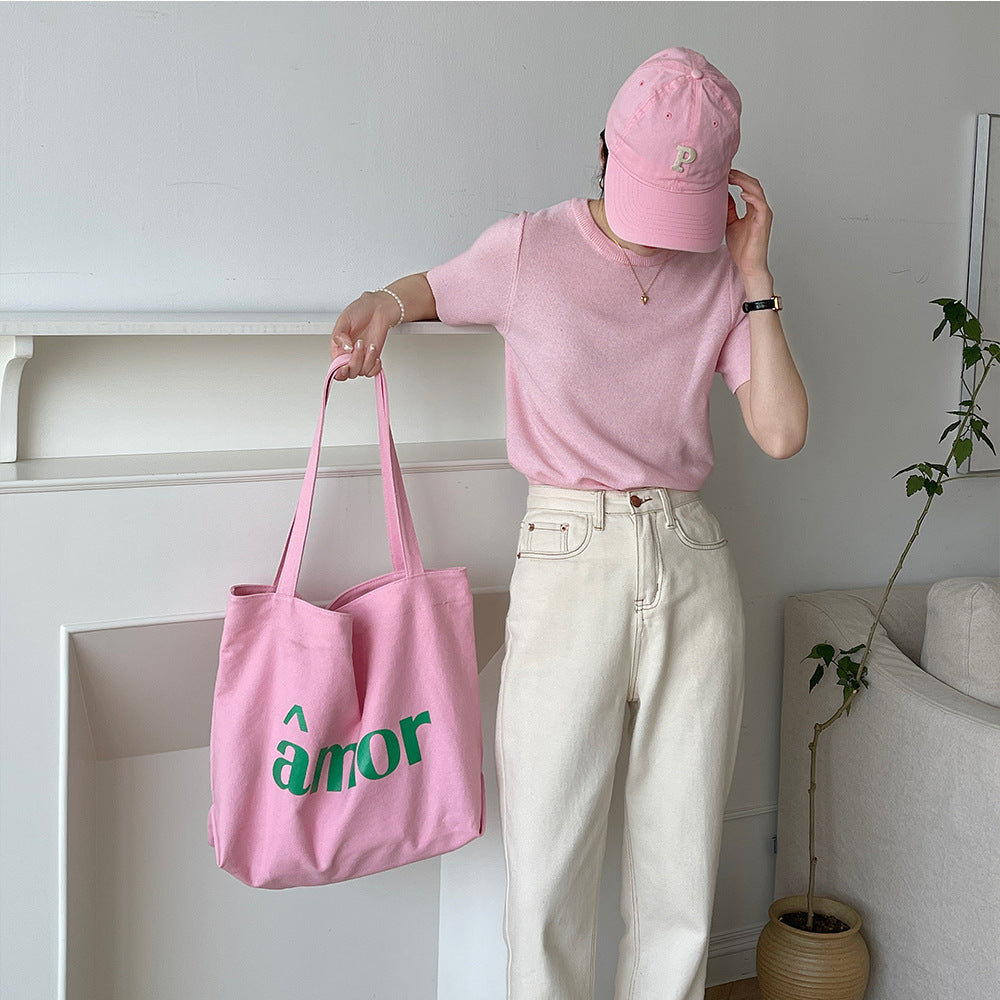 Canvas bag women's large capacity tote bag shopping bag crossbody