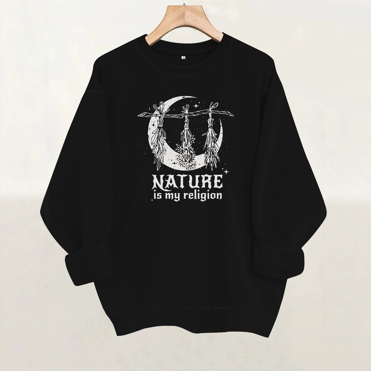 Printed round neck fleece hoodie