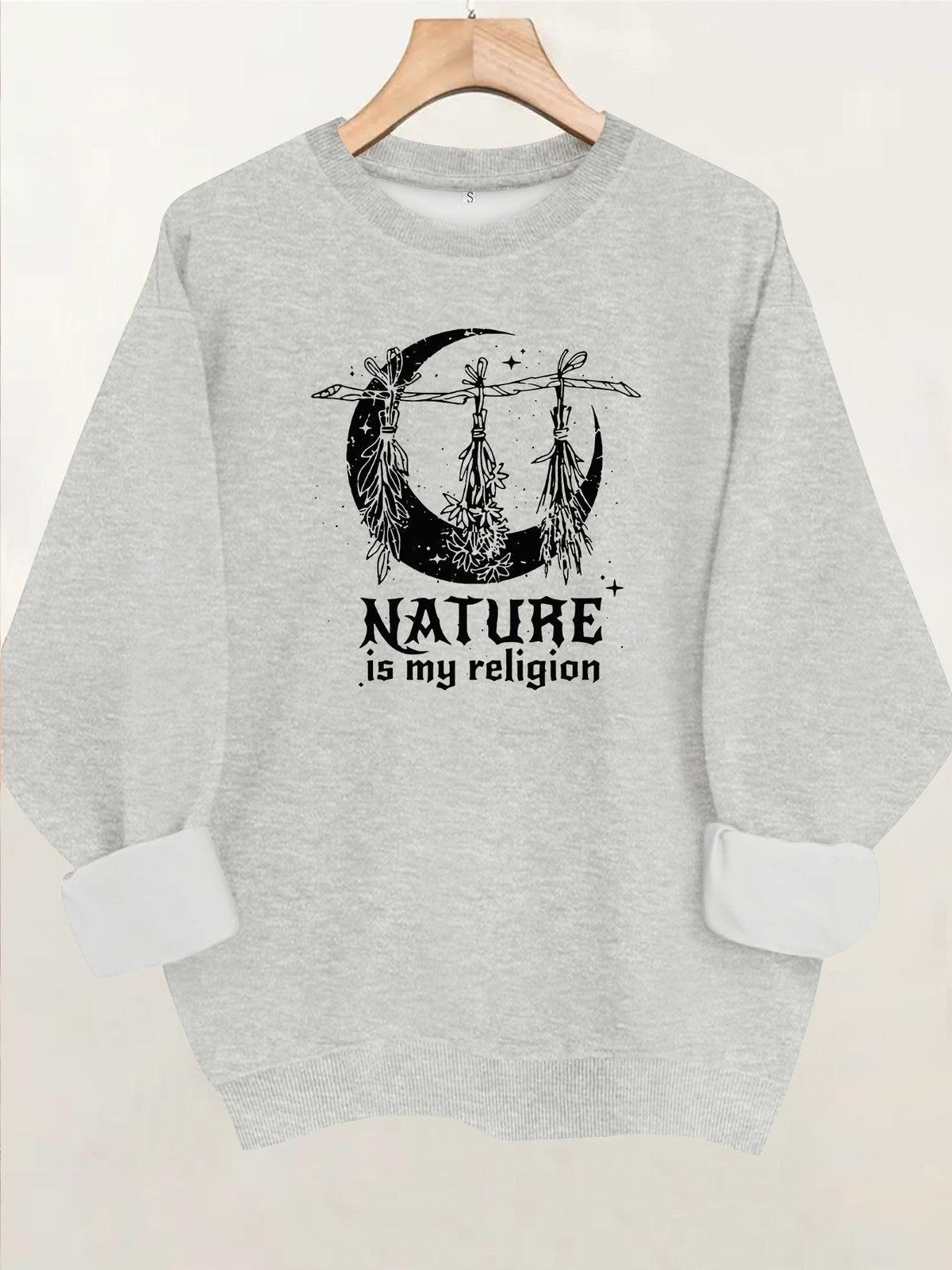 Printed round neck fleece hoodie