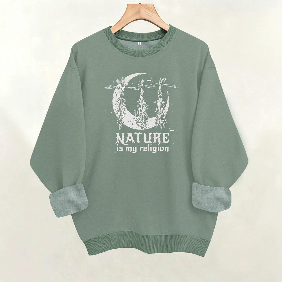 Printed round neck fleece hoodie