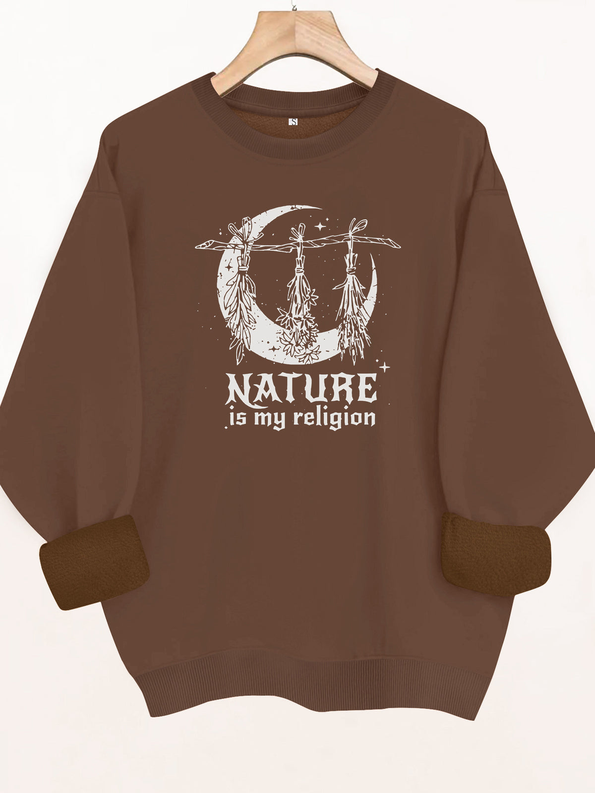 Printed round neck fleece hoodie