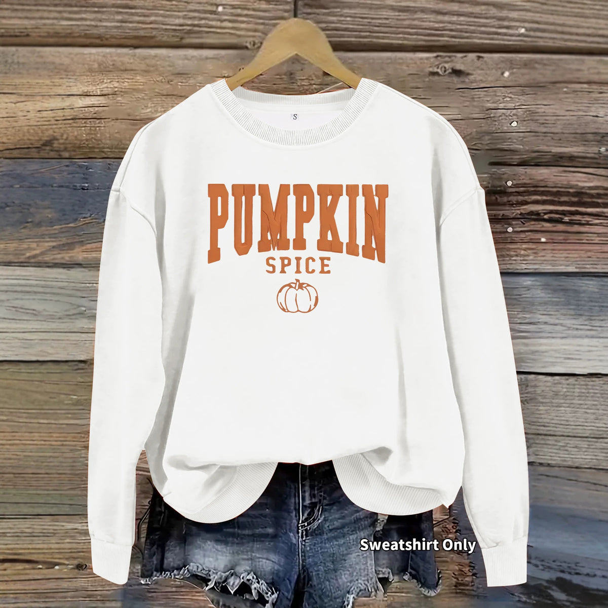 Pumpkin letter printed long sleeved fleece hoodie