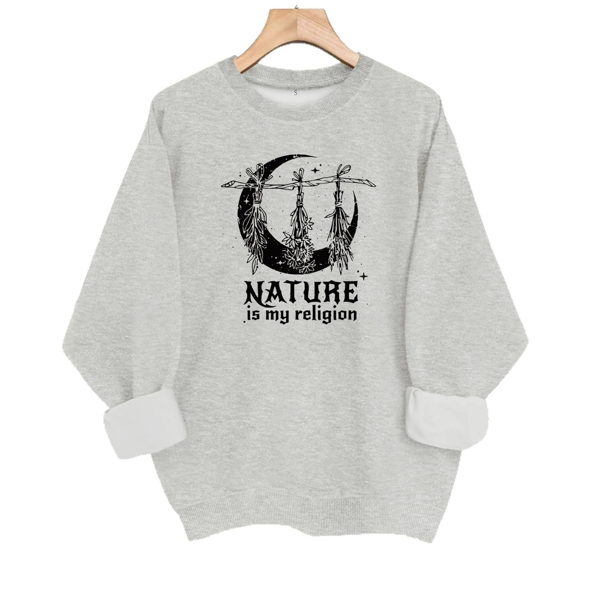 Printed round neck fleece hoodie