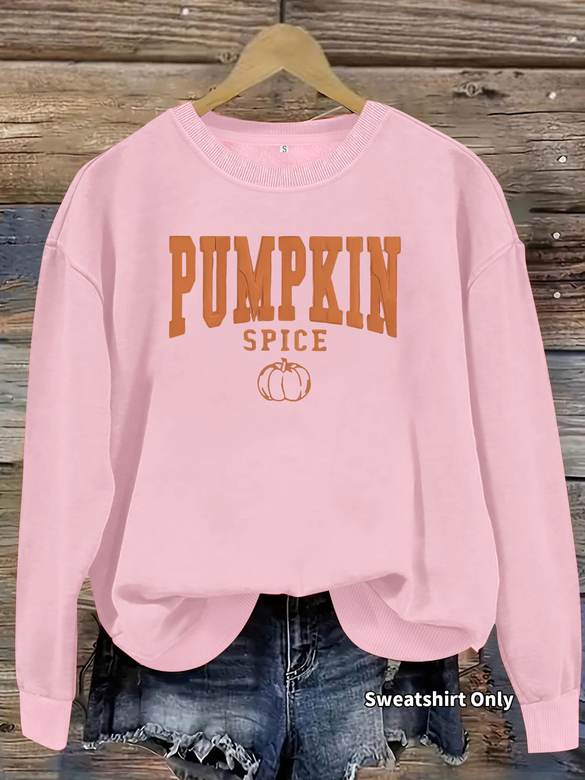 Pumpkin letter printed long sleeved fleece hoodie